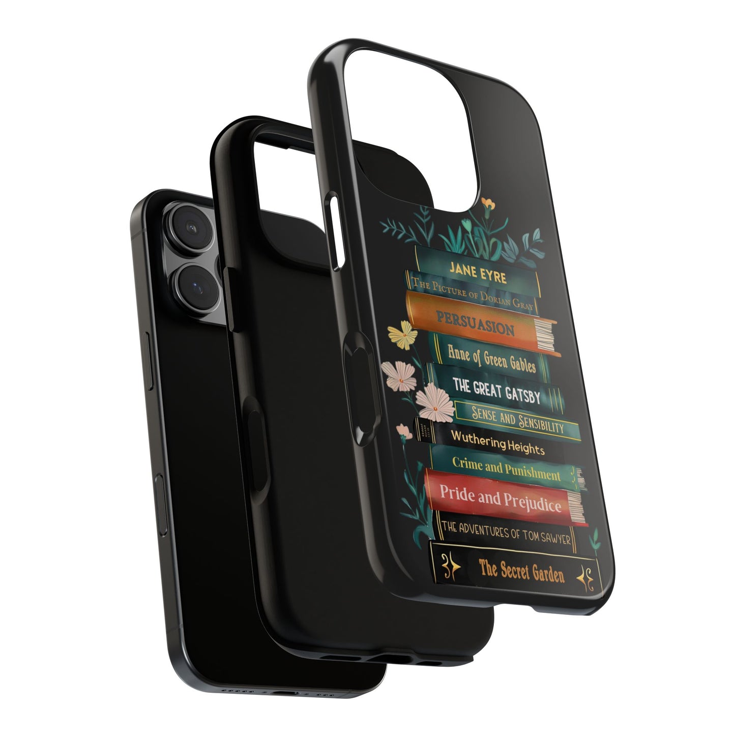 Floral Magic - Personalized Favorite Book Phone Case with Custom Floral Bookshelf