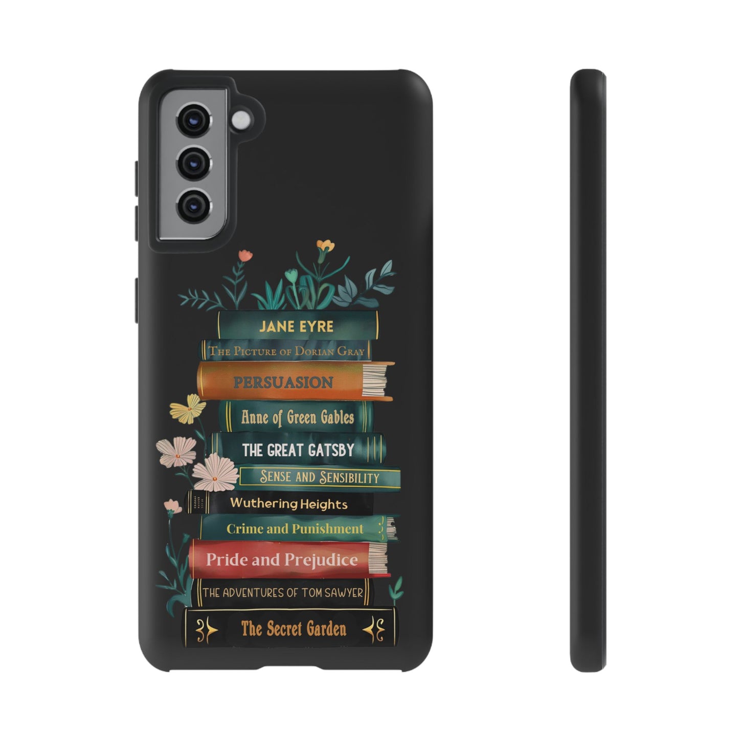 Floral Magic - Personalized Favorite Book Phone Case with Custom Floral Bookshelf