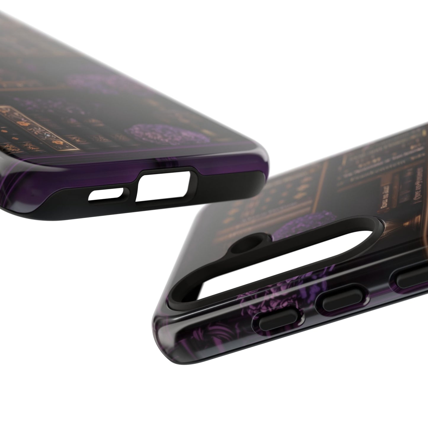 Purple Library - Personalized Favorite Book Phone Case with Custom Floral Bookshelf