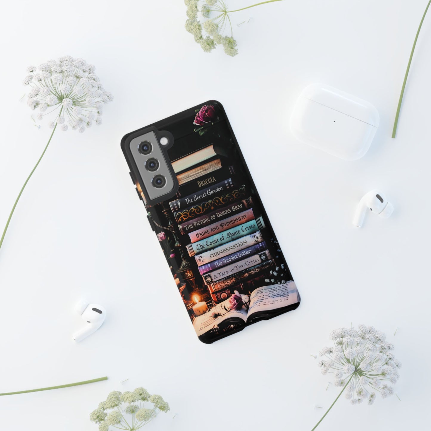 Midnight Manuscripts - Personalized Favorite Book Phone Case with Custom Bookshelf